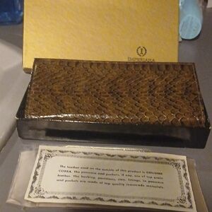IMPERIANA RARE VINTAGE Brown Cobra Leather Wallet NEVER USED WITH BOX